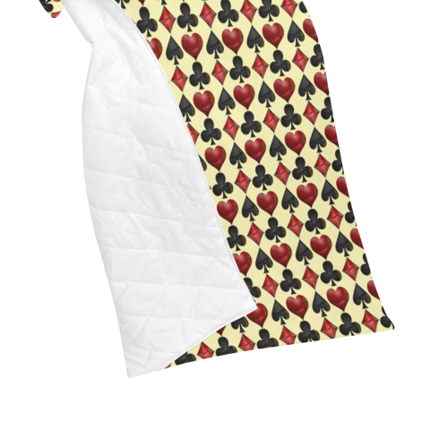 Las Vegas Black and Red Casino Poker Card Shapes on Yellow Quilt 40"x50"