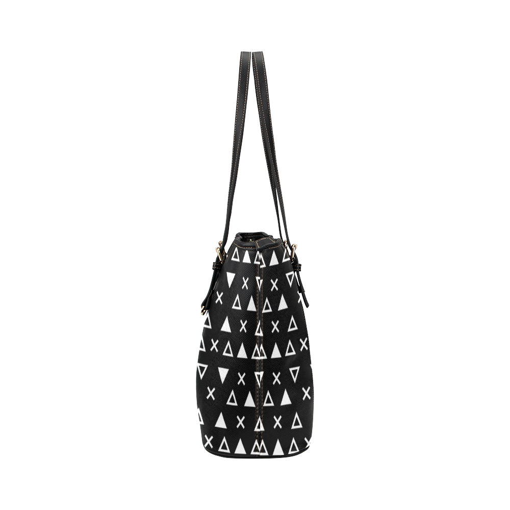 Geo Line Triangle Leather Tote Bag/Small (Model 1651)