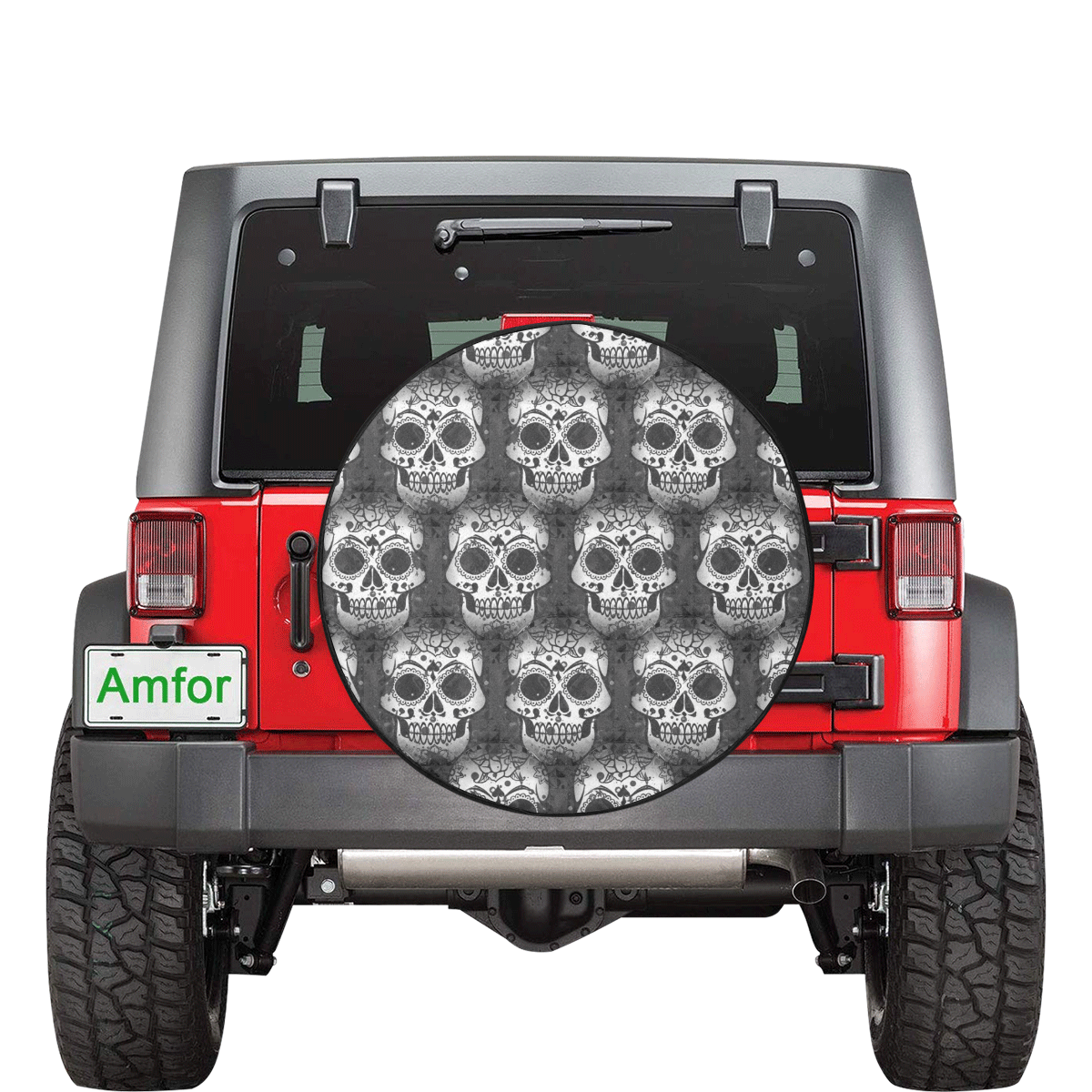new skull allover pattern by JamColors 34 Inch Spare Tire Cover