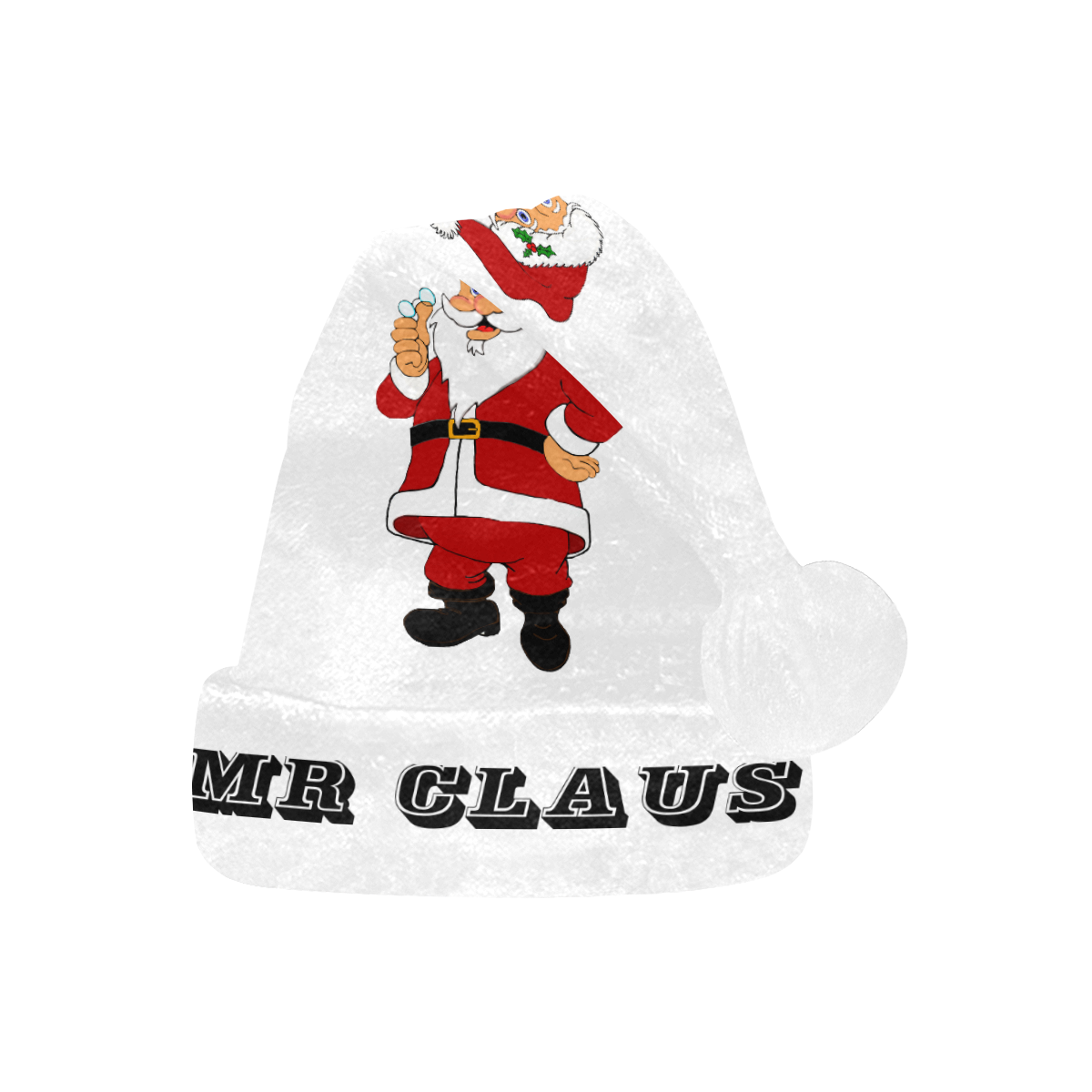 MR CLAUS White/Black Santa Hat