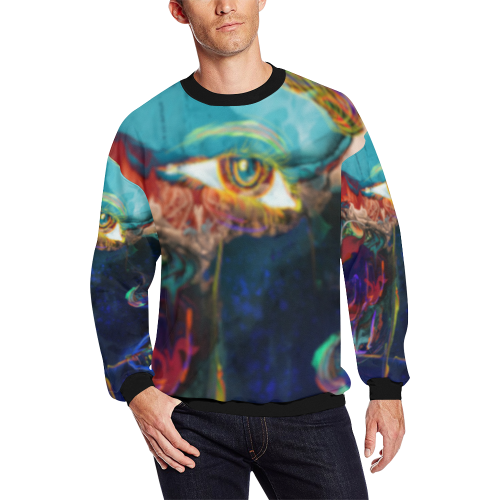 Abstract Girl All Over Print Crewneck Sweatshirt for Men/Large (Model H18)