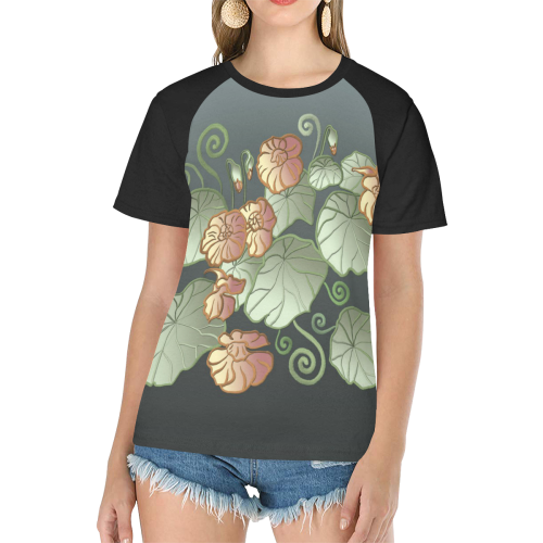 Art Nouveau Garden Women's Raglan T-Shirt/Front Printing (Model T62)