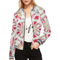 Love and Romance Gingham and Heart Shapped Cookies All Over Print Bomber Jacket for Women (Model H21)