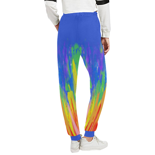 Flames Paint Abstract Classic Blue Unisex All Over Print Sweatpants (Model L11)