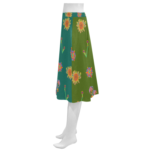 Super Tropical Floral Mnemosyne Women's Crepe Skirt (Model D16)