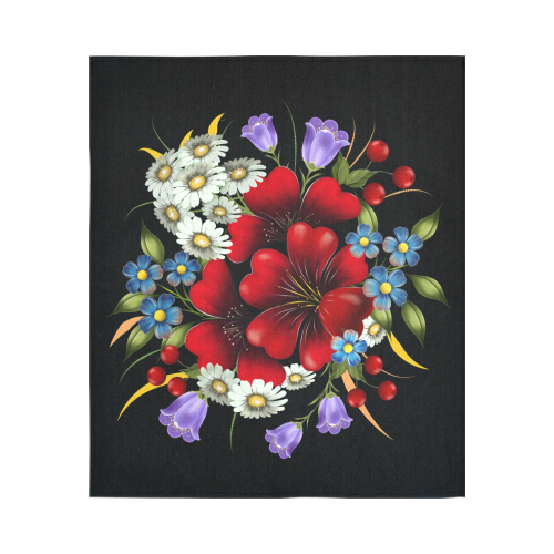 Bouquet Of Flowers Cotton Linen Wall Tapestry 51"x 60"