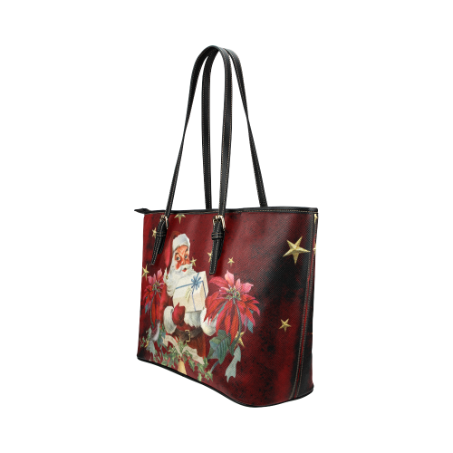 Santa Claus with gifts, vintage Leather Tote Bag/Small (Model 1651)