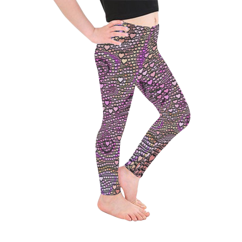 hearts everywhere C by JamColors Kid's Ankle Length Leggings (Model L06)