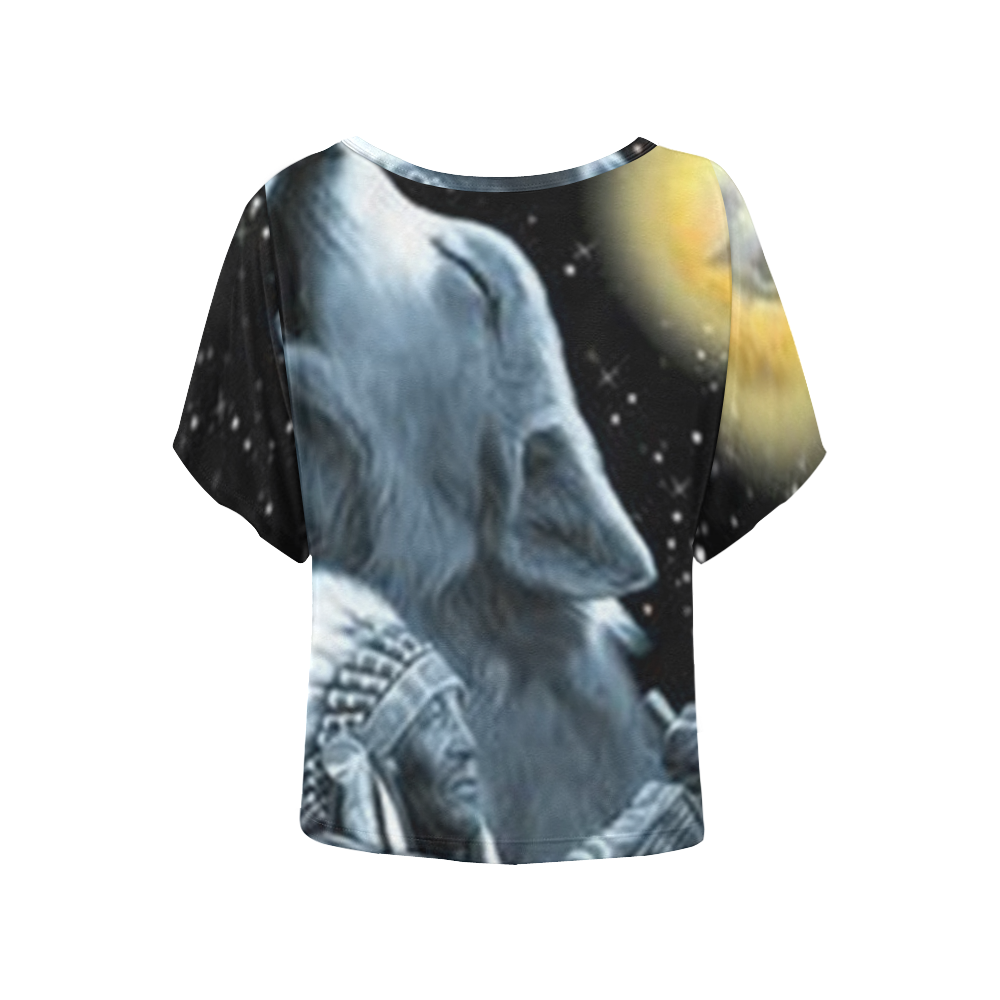 Embrace The Wolf Spirit Women's Batwing-Sleeved Blouse T shirt (Model T44)