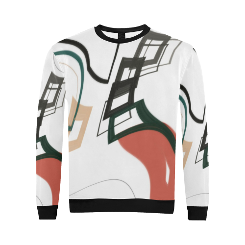 Minimalist Wave All Over Print Crewneck Sweatshirt for Men/Large (Model H18)