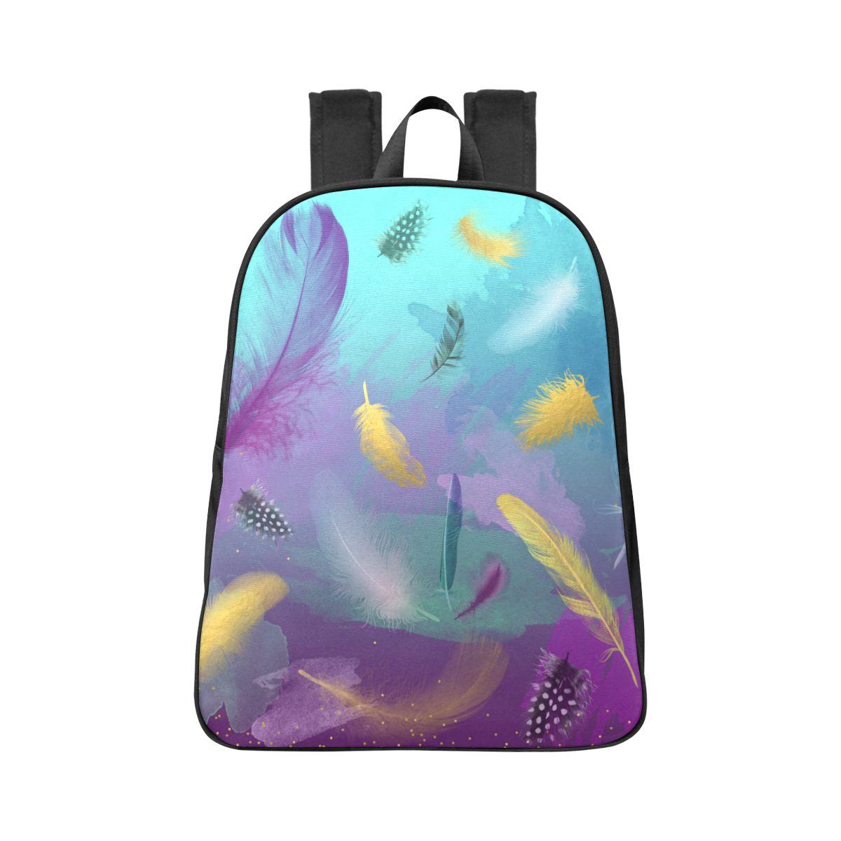 Dancing Feathers - Turquoise and Purple Fabric School Backpack (Model 1682) (Large)