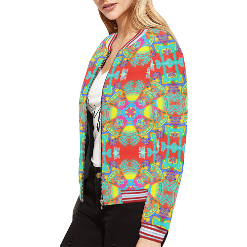 Newbie 2019 Pattern All Over Print Bomber Jacket for Women (Model H21)