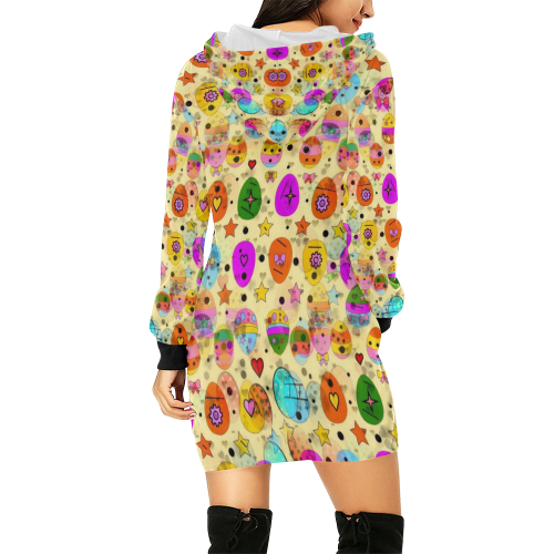 Egg Popart by Nico Bielow All Over Print Hoodie Mini Dress (Model H27)