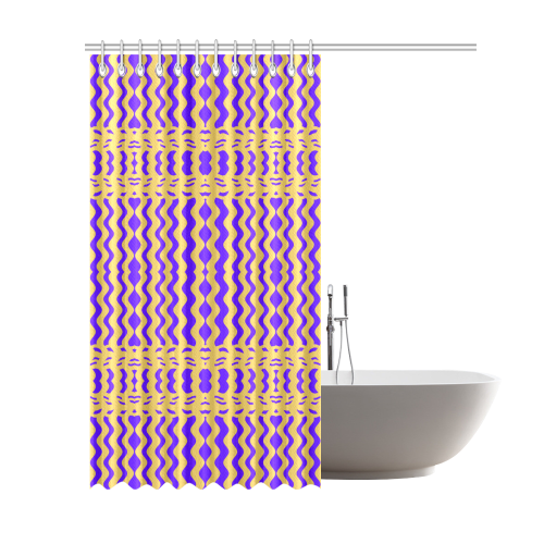 Purple Yellow Modern  Waves Lines Shower Curtain 69"x84"