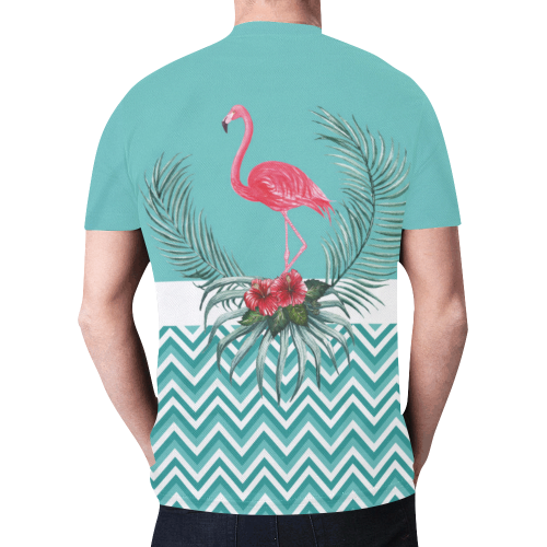 Retro Flamingo Chevron New All Over Print T-shirt for Men (Model T45)