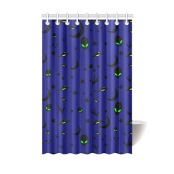Alien Flying Saucers Stars Pattern Shower Curtain 48"x72"