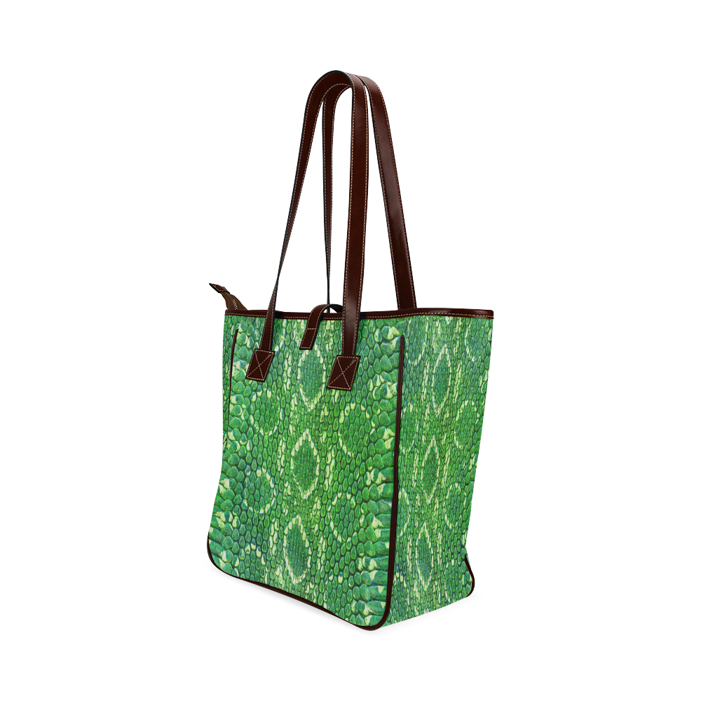 SNAKE LEATHER 5 GREEN Classic Tote Bag (Model 1644)