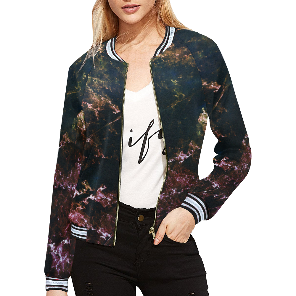 SPACE All Over Print Bomber Jacket for Women (Model H21)
