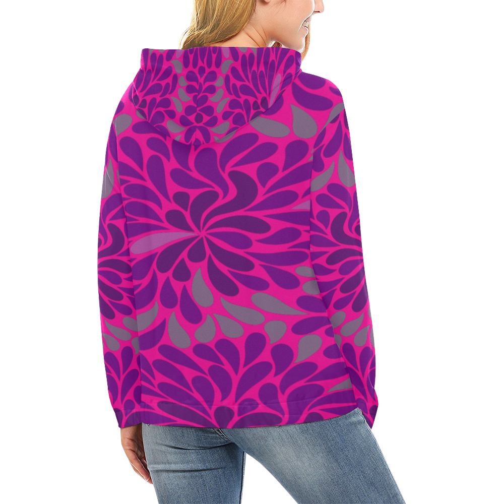 Purple leaves pimk All Over Print Hoodie for Women (USA Size) (Model H13)