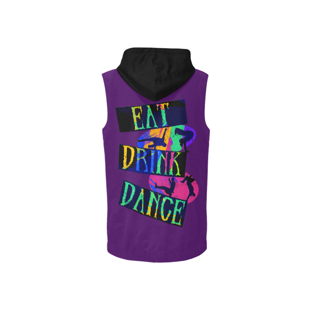 Break Dancing Colorful / Purple / Black All Over Print Sleeveless Zip Up Hoodie for Women (Model H16)