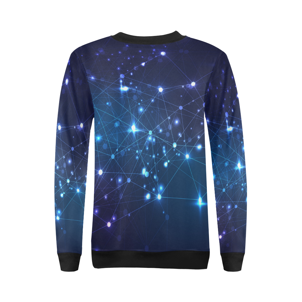 Twinkle Twinkle Little Blue Stars Cosmic Sky All Over Print Crewneck Sweatshirt for Women (Model H18)