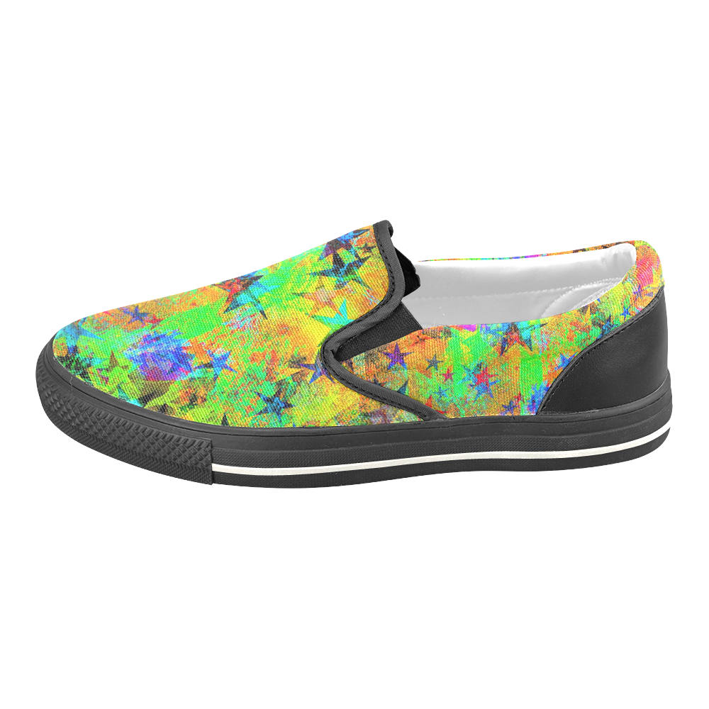 stars and texture colors Slip-on Canvas Shoes for Kid (Model 019)