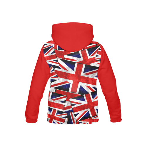 Union Jack British UK Flag (Vest Style) Red All Over Print Hoodie for Kid (USA Size) (Model H13)
