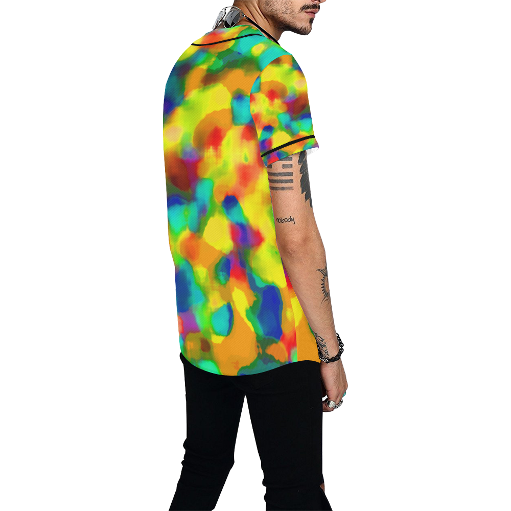 Colorful watercolors texture All Over Print Baseball Jersey for Men (Model T50)