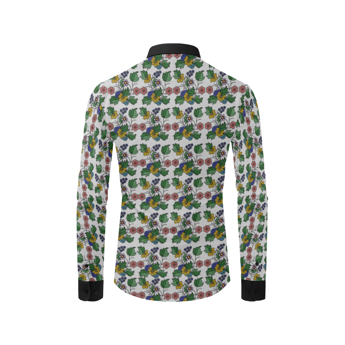 grey floral Men's All Over Print Casual Dress Shirt (Model T61)