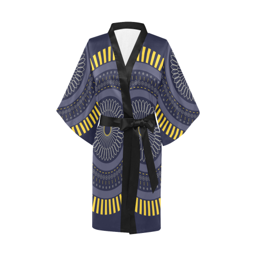 Blue Circle Mandalas Kimono Robe