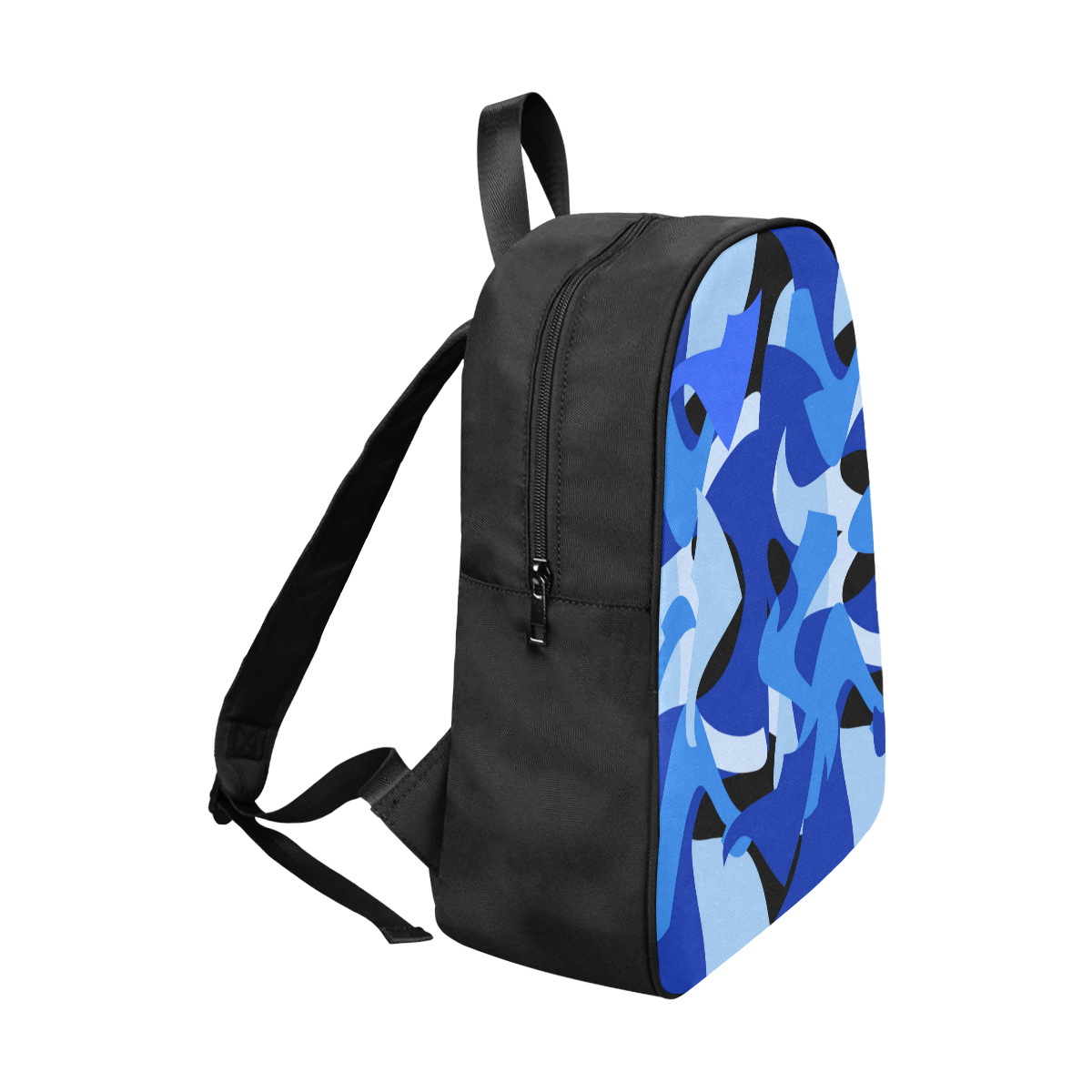 Camouflage Abstract Blue and Black Fabric School Backpack (Model 1682) (Large)