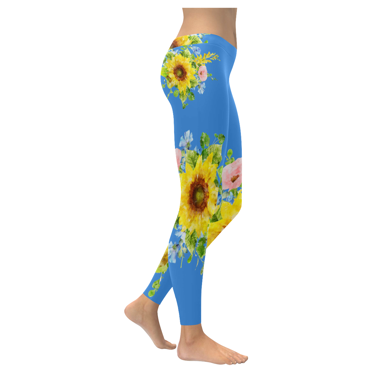 Fairlings Delight's Sunflower Bouquets 53086D2 Women's Low Rise Leggings (Invisible Stitch) (Model L05)