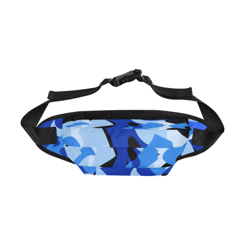 Camouflage Abstract Blue and Black Fanny Pack/Large (Model 1676)
