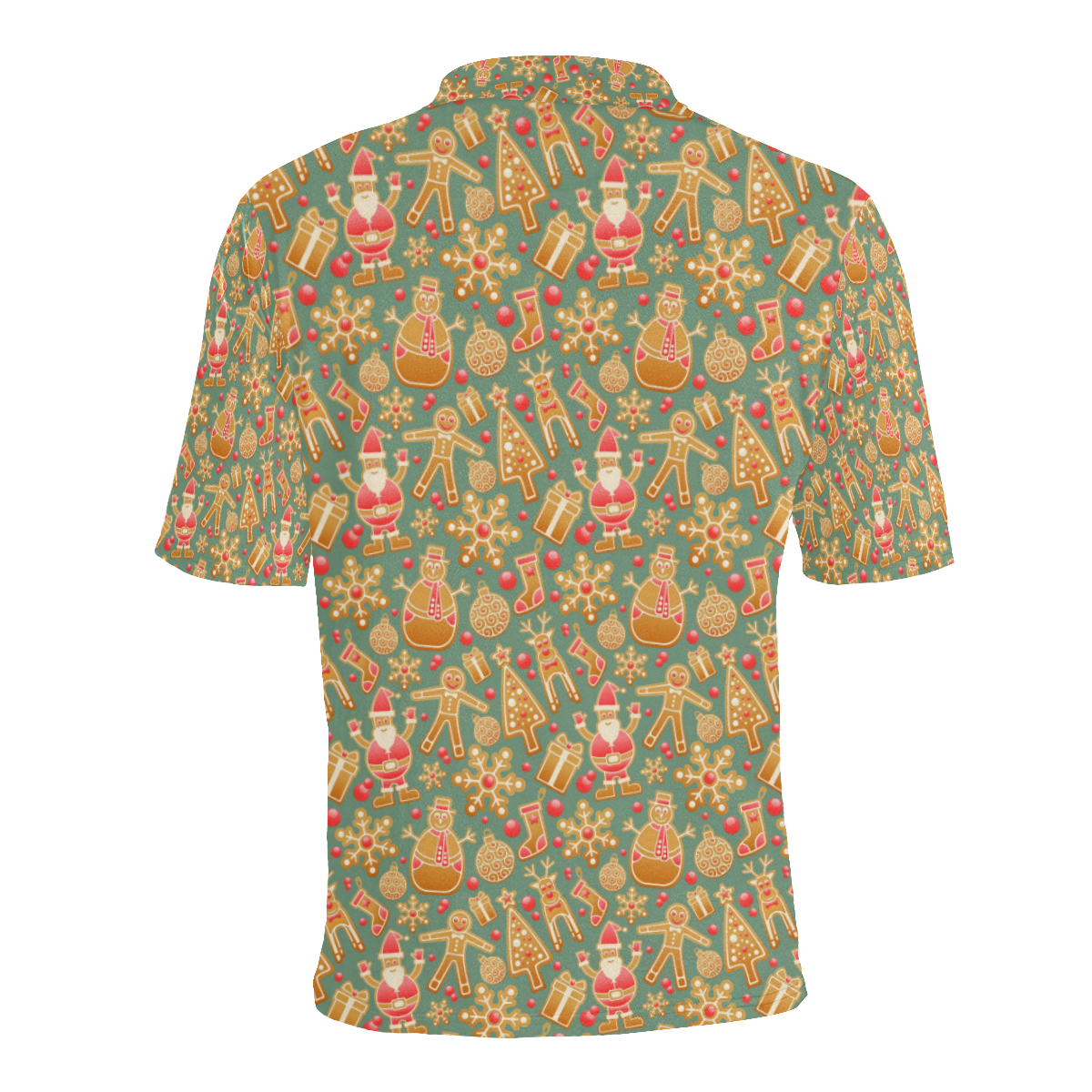 Christmas Gingerbread Icons Pattern Men's All Over Print Polo Shirt (Model T55)