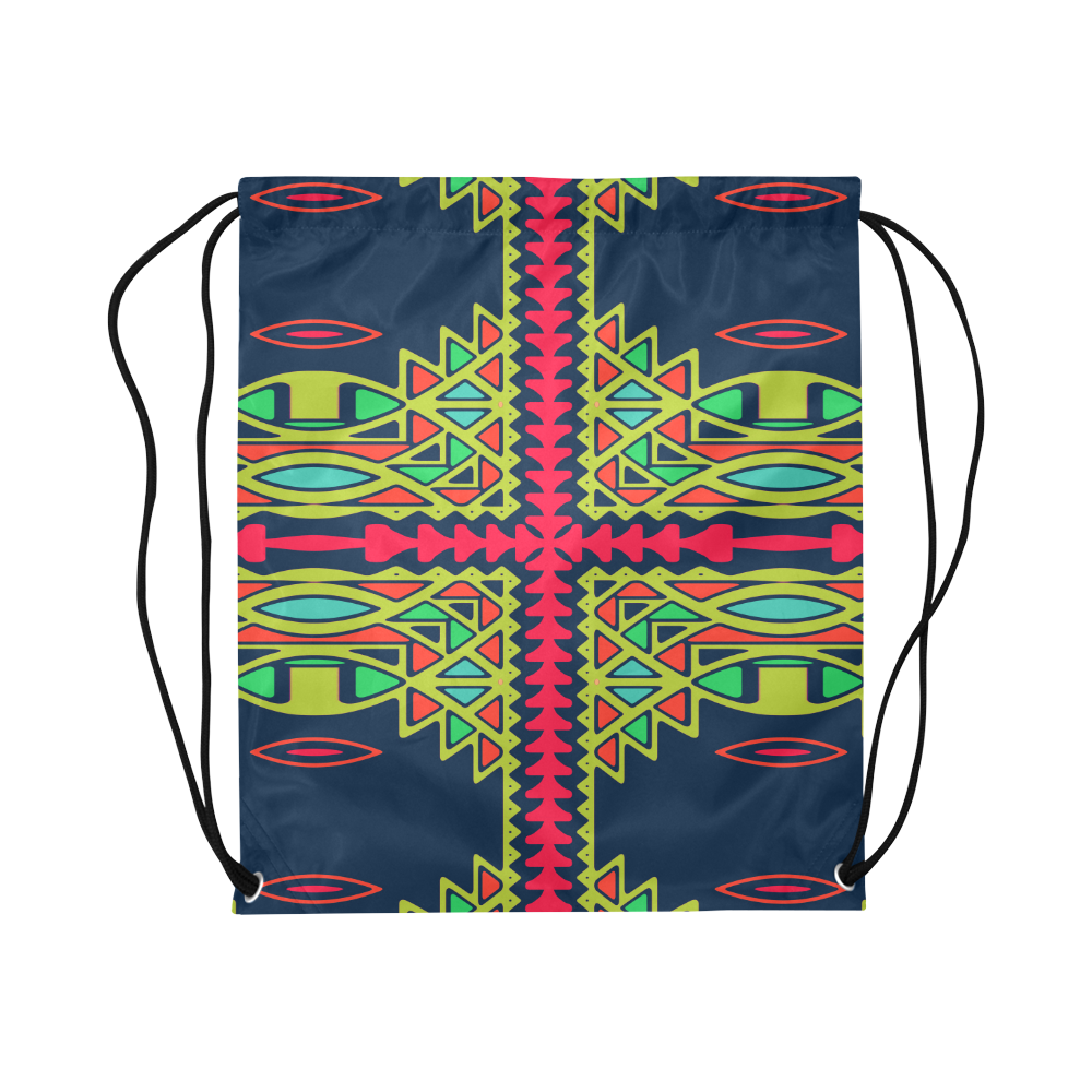 Distorted shapes on a blue background Large Drawstring Bag Model 1604 (Twin Sides)  16.5"(W) * 19.3"(H)