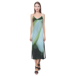 Green Envy (Fantasy wedding) V-Neck Open Fork Long Dress(Model D18)