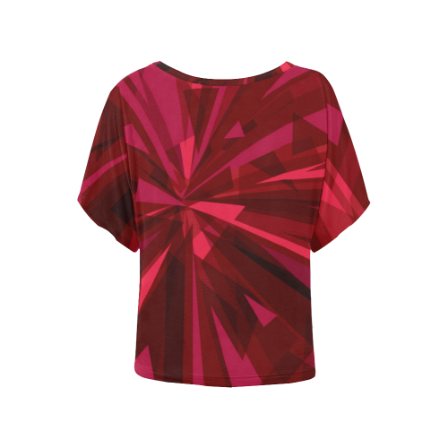 Red Explosion Women's Batwing-Sleeved Blouse T shirt (Model T44)