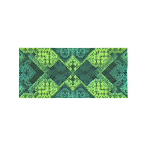 Green Theme 3-D Mosaic Area Rug 7'x3'3''