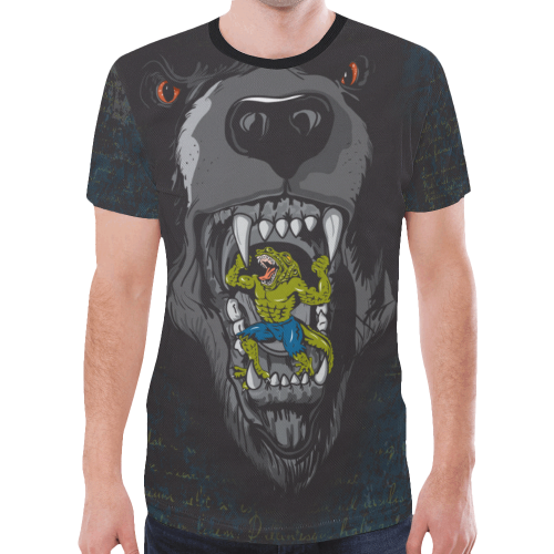 Bear Versus Lizard Man Epic Battle New All Over Print T-shirt for Men (Model T45)