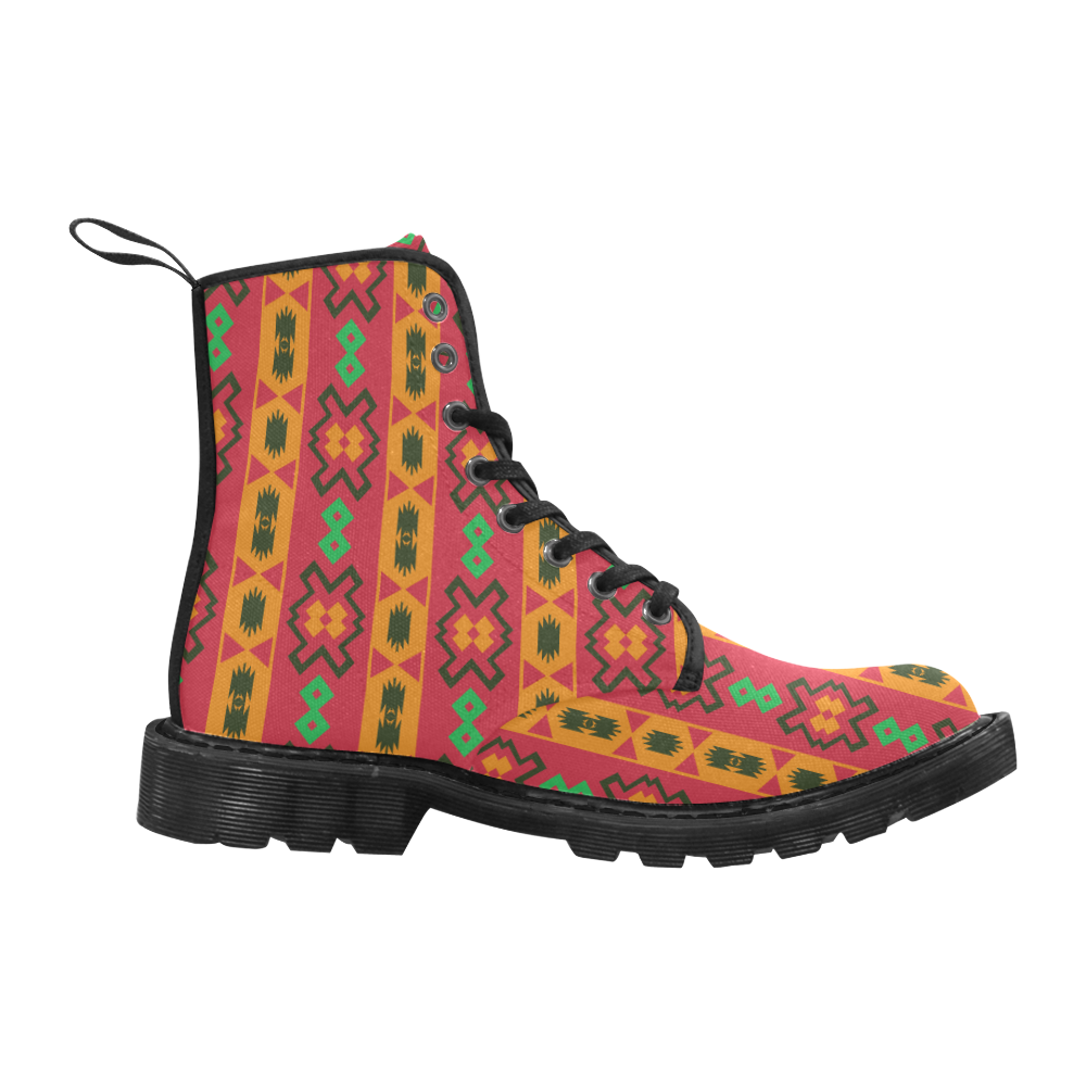 Tribal shapes in retro colors (2) Martin Boots for Men (Black) (Model 1203H)