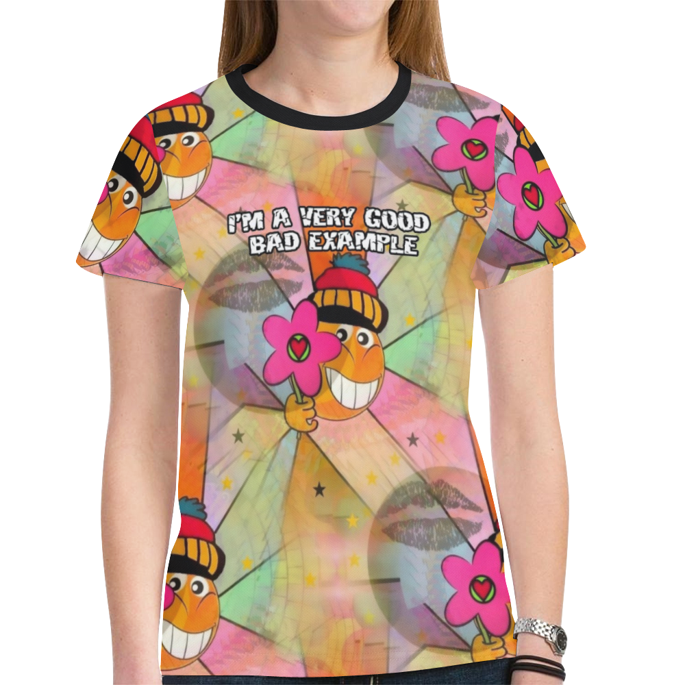 I´m a very good Bad Example Popart by Nico Bielow New All Over Print T-shirt for Women (Model T45)