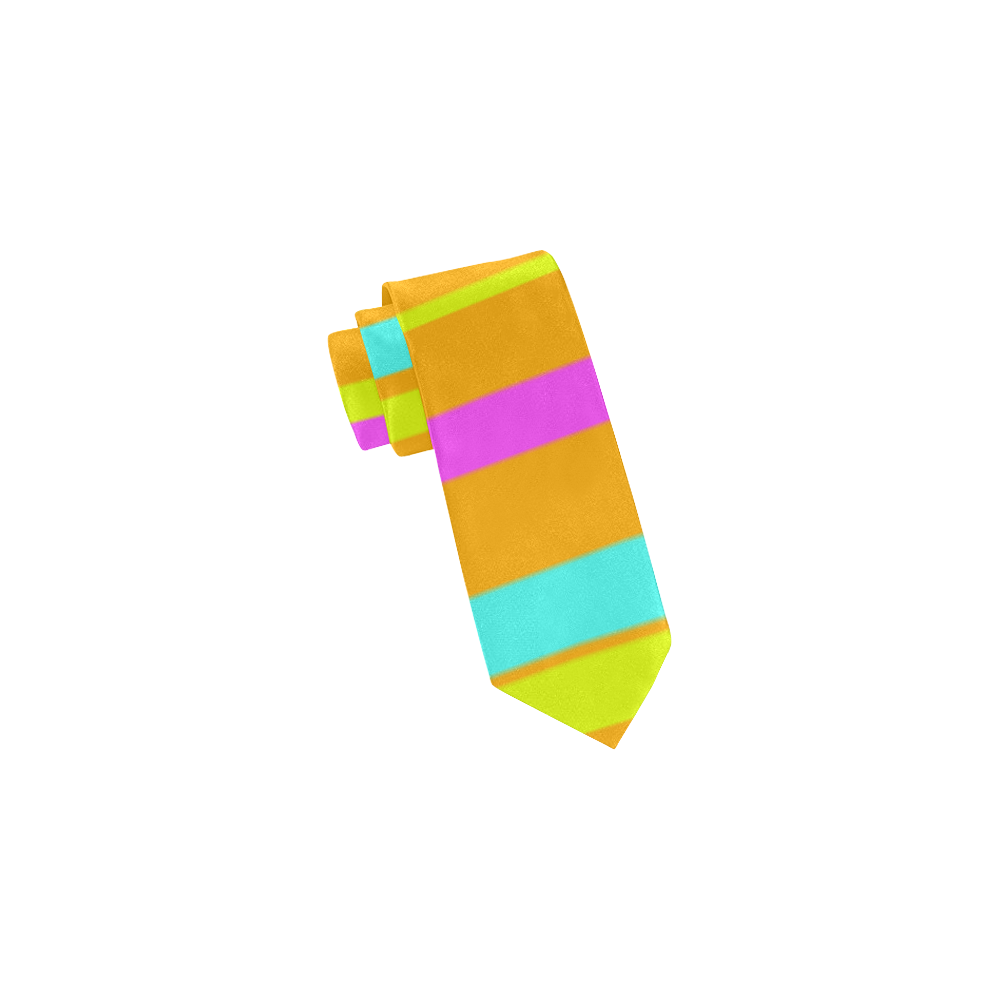 Neon Stripes  Tangerine Turquoise Yellow Pink Classic Necktie (Two Sides)