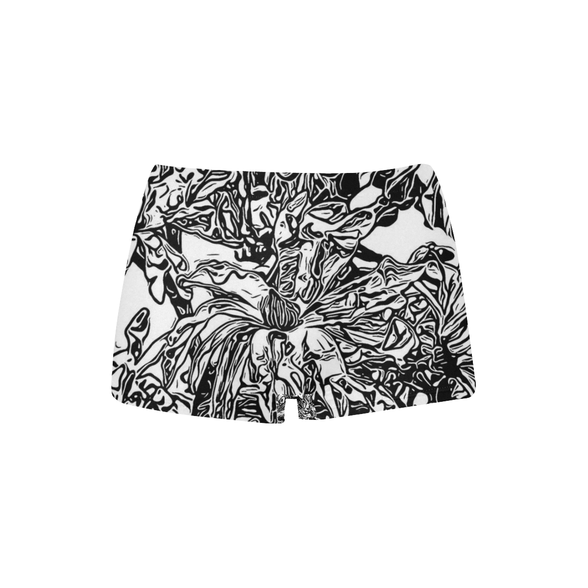 Inky Black and White Floral 2 by JamColors Women's All Over Print Boyshort Panties (Model L31)
