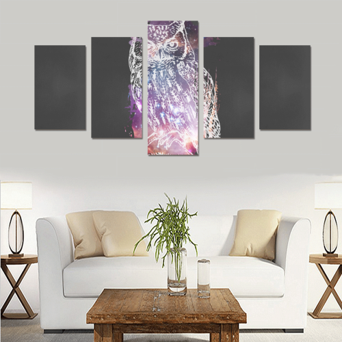 Cosmic Owl - Galaxy - Hipster Canvas Print Sets C (No Frame)