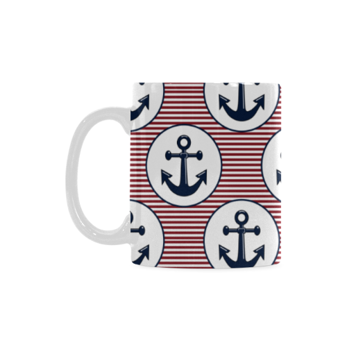 navy and red anchor nautical design White Mug(11OZ)