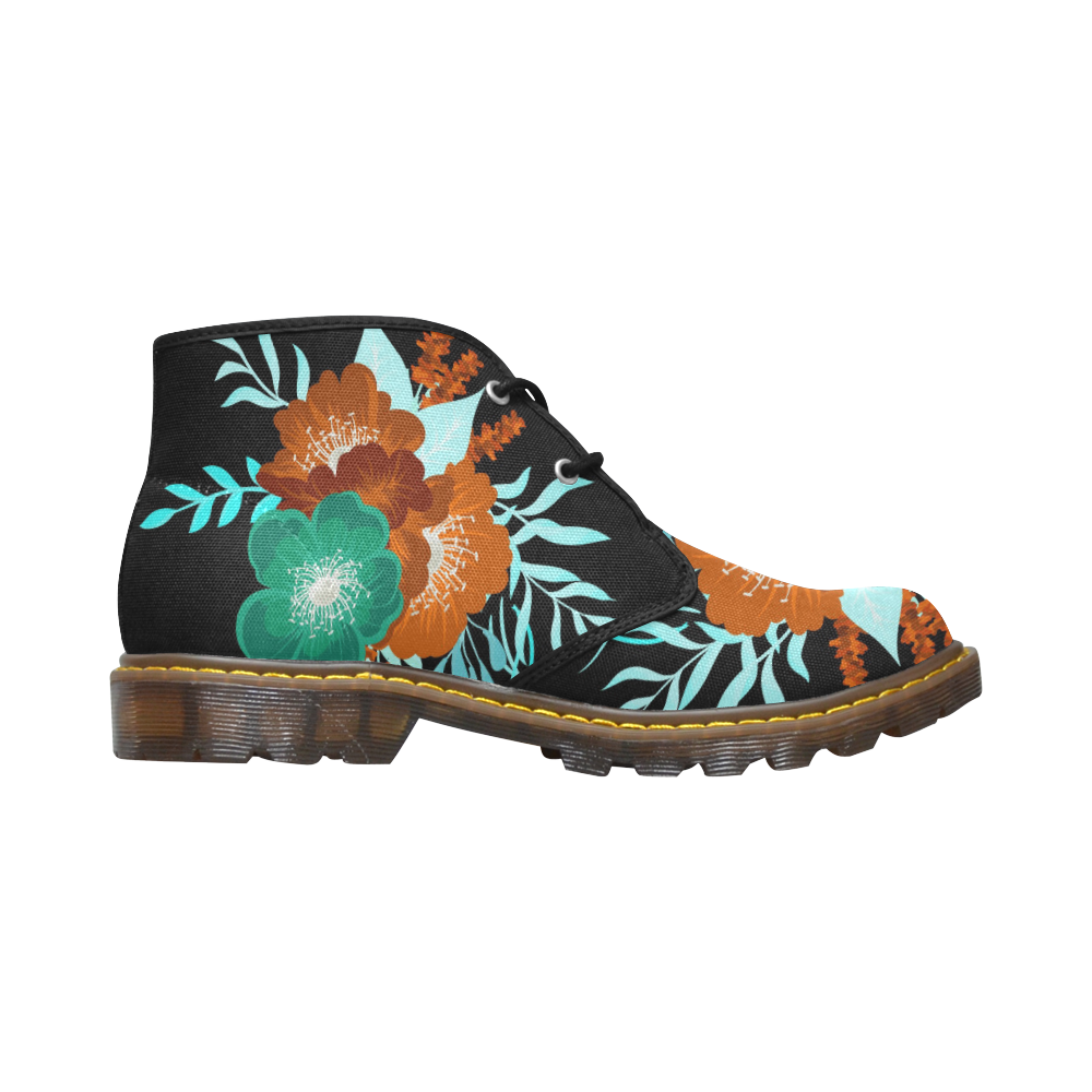 FLORAL DESIGN 20 Women's Canvas Mid-Top Boots (Model 2402-1)