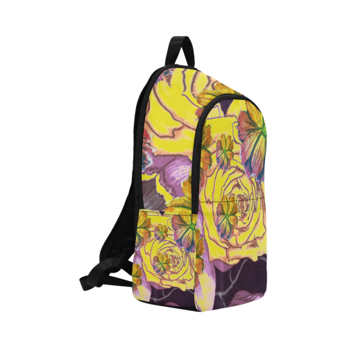Watercolor Flowers Yellow Purple Green Fabric Backpack for Adult (Model 1659)