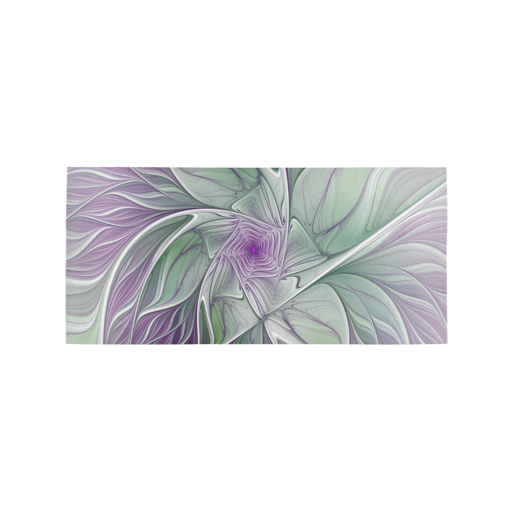 Flower Dream Abstract Purple Sea Green Floral Fractal Art Area Rug 7'x3'3''