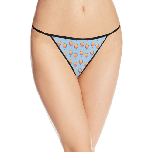 cotton candy pattern blue Women's All Over Print G-String Panties (Model L35)