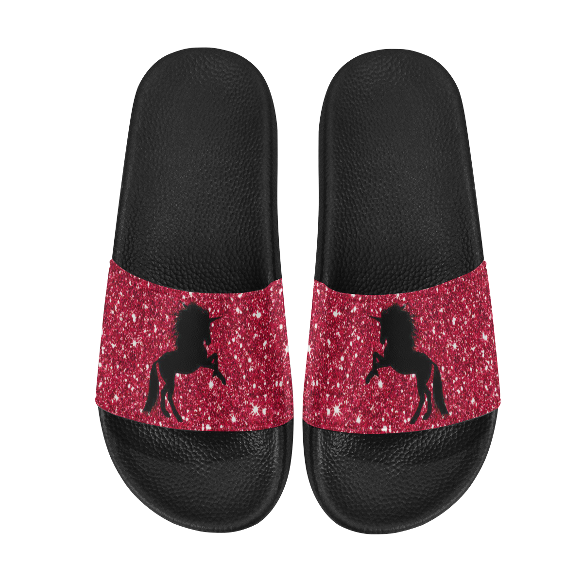 sparkling unicorn red by JAMcolors Women's Slide Sandals (Model 057)